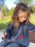 Handmade Barrette with Flowering Vine, Ruby Red