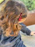 Handmade Barrette with Flowering Vine, Ruby Red