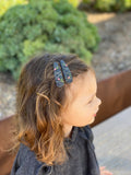 Handmade Barrette with Rose Bud, Anthracite