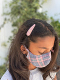 "Be Safe. Be Kind" Printed Heirloom Mask - Pink & Blue Plaid, Organic
