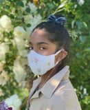 "Be Safe. Be Kind" Hand Embroidered Heirloom Mask - Flowers in the Wind, Dove Grey