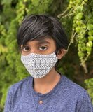 "Be Safe. Be Kind" Printed Heirloom Mask - Navy Diamond