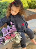 Handmade Barrette with Flowering Vine, Ruby Red