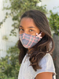 "Be Safe. Be Kind" Printed Heirloom Mask - Pink & Blue Plaid, Organic