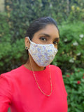 "Be Safe. Be Kind" Printed Heirloom Mask - Flower Garden, Purple