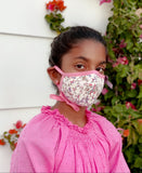 "Be Safe. Be Kind" Printed Heirloom Mask, Adjustable - Ivory Cherry Blossom