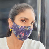"Be Safe. Be Kind" Printed Heirloom Mask - Botanical Garden, Navy