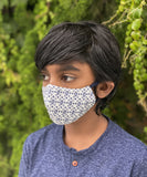 "Be Safe. Be Kind" Printed Heirloom Mask - Navy Diamond