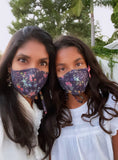 "Be Safe. Be Kind" Printed Heirloom Mask - Botanical Garden, Navy