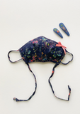 "Be Safe. Be Kind" Printed Heirloom Mask, Adjustable - Botanical Garden, Navy