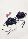 "Be Safe. Be Kind" Printed Heirloom Mask, Adjustable - Botanical Garden, Navy