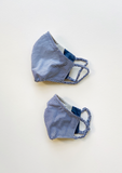 "Be Safe. Be Kind" Printed Heirloom Mask - Navy Stripe
