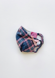 "Be Safe. Be Kind" Printed Heirloom Mask - Pink & Blue Plaid, Organic