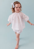 Ribbon Appliquéd Top & Bloomer, White