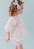 Ribbon Appliquéd Top & Bloomer, White