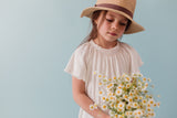 Flutter Sleeve Smocked Rib Day Gown, Ivory