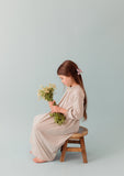 Long Sleeve Hand Smocked Jersey Day Gown, Stone