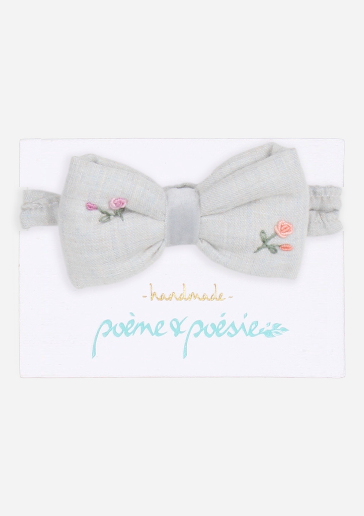 Handmade Headband with Roses, Pale Blue