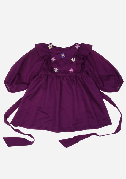 Ribbon Flower Heirloom Dress, Amethyst