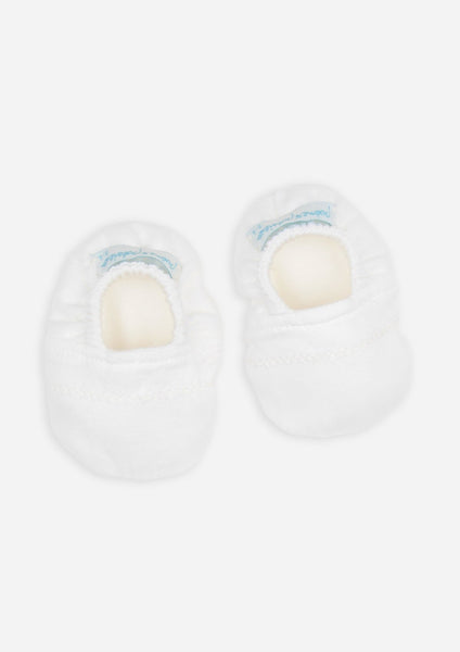 Reversible Drawn Thread Booties, Ivory