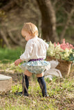 Floral Ruffle Bottom With Tulle Lace, Blue