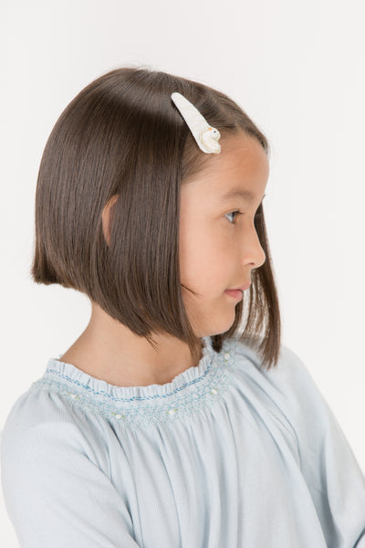 Handmade Barrette with Swan Charm, Ivory