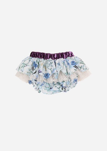 Floral Ruffle Bottom With Tulle Lace, Blue