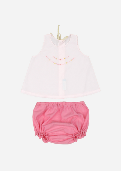 Pink Crescent Flower Set, Blush and Fuchsia