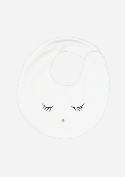 Sleepy Eyes & Button Nose Bib, Ivory