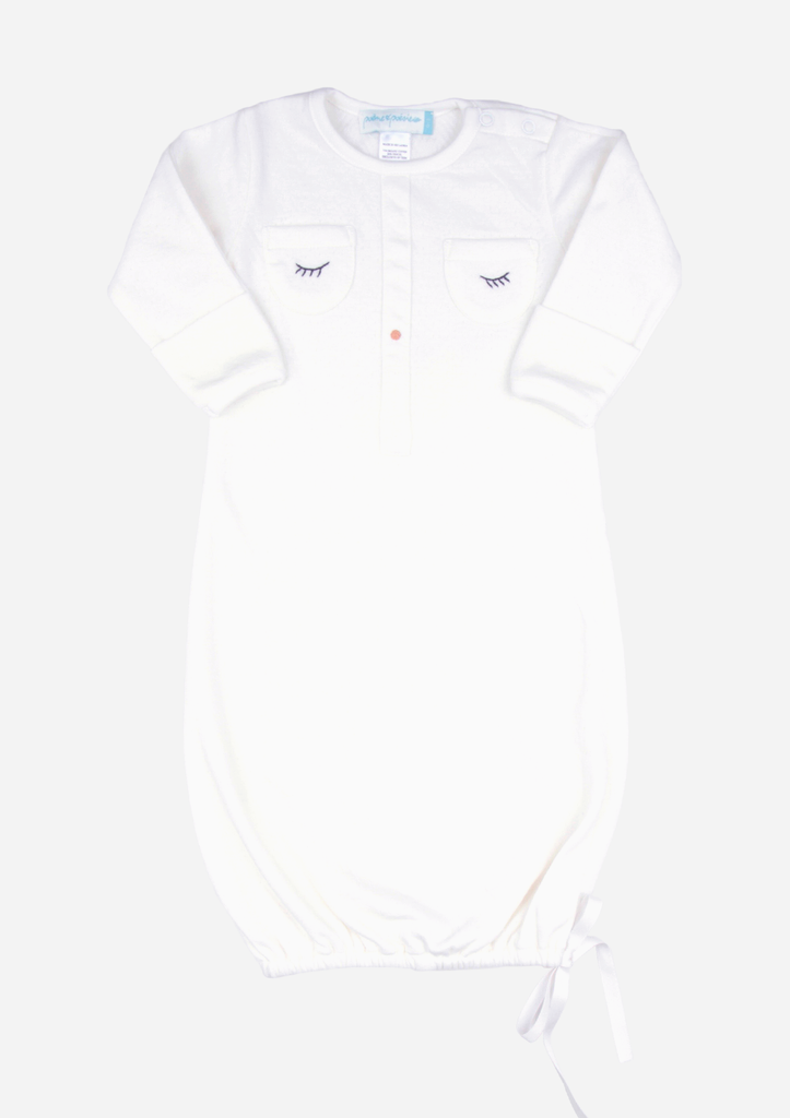 Sleepy Eyes & Button Nose Baby Gown, Ivory