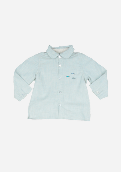 Long Sleeve Fish Shirt, Pale Blue