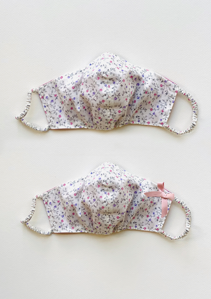"Be Safe. Be Kind" Printed Heirloom Mask - Ivory Flowering Vines