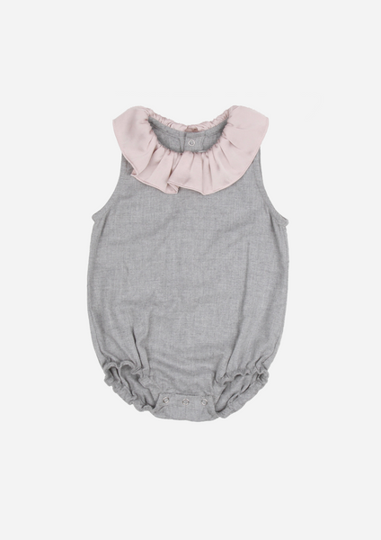 Silky Ruffle Collar Bubble, Slate