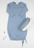 Modern Heirloom Blanket, Denim Blue with Ecru Lace