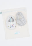 Reversible Cowboy Bootie, White and Grey Stripe