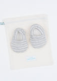 Reversible Cowboy Bootie, White and Grey Stripe