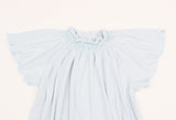 Flutter Sleeve Smocked Rib Day Gown, Sky Blue