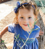 Handmade Headband with Flowers, Blue