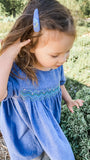 Short Sleeved Smocked Heirloom Dress, Cerulean