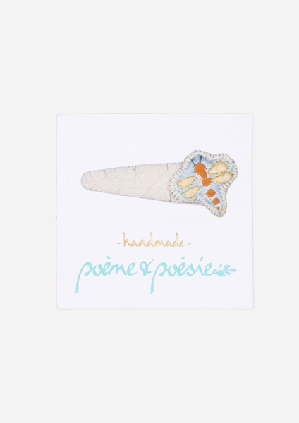Handmade Barrette with Dragonfly Charm, Ivory