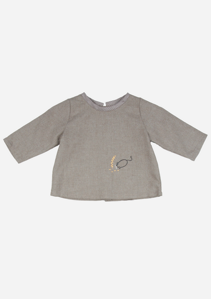 Long Sleeve Mouse Top, Bark