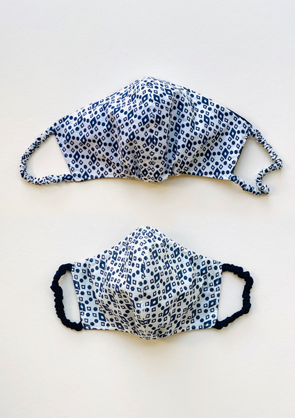 "Be Safe. Be Kind" Printed Heirloom Mask - Navy Diamond