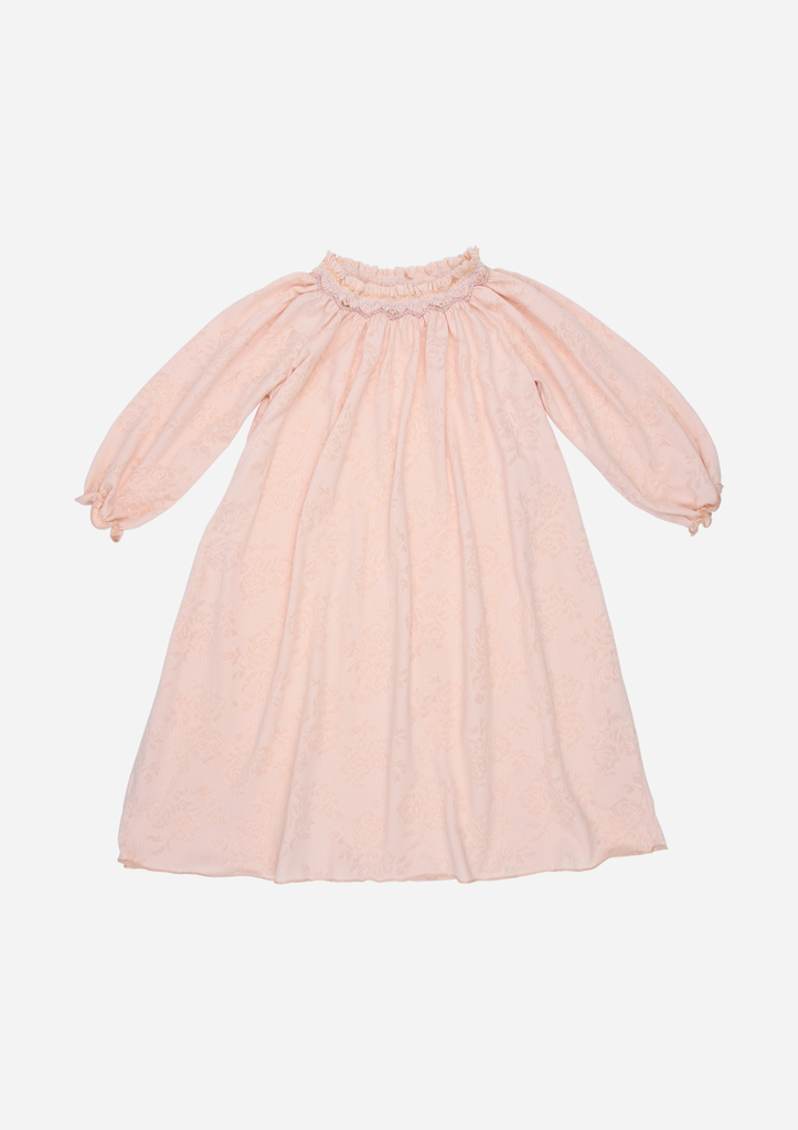 Long Sleeve Smocked Pointelle Day Gown, Vintage Peach
