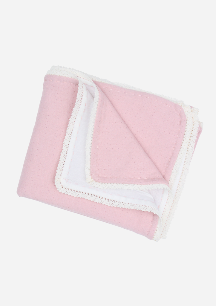 Modern Heirloom Blanket, Dusty Rose with Ecru Lace