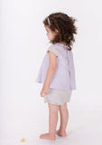 Cap Sleeve Rose Bud Top & Shorts, Lavender & Grey