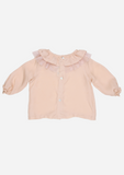 Heirloom Blouse with Ruffle Collar & Tulle Lace, Peach