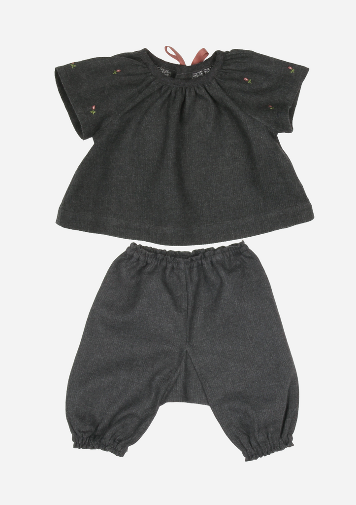Rose Buds Top with Gathered Pants, Anthracite