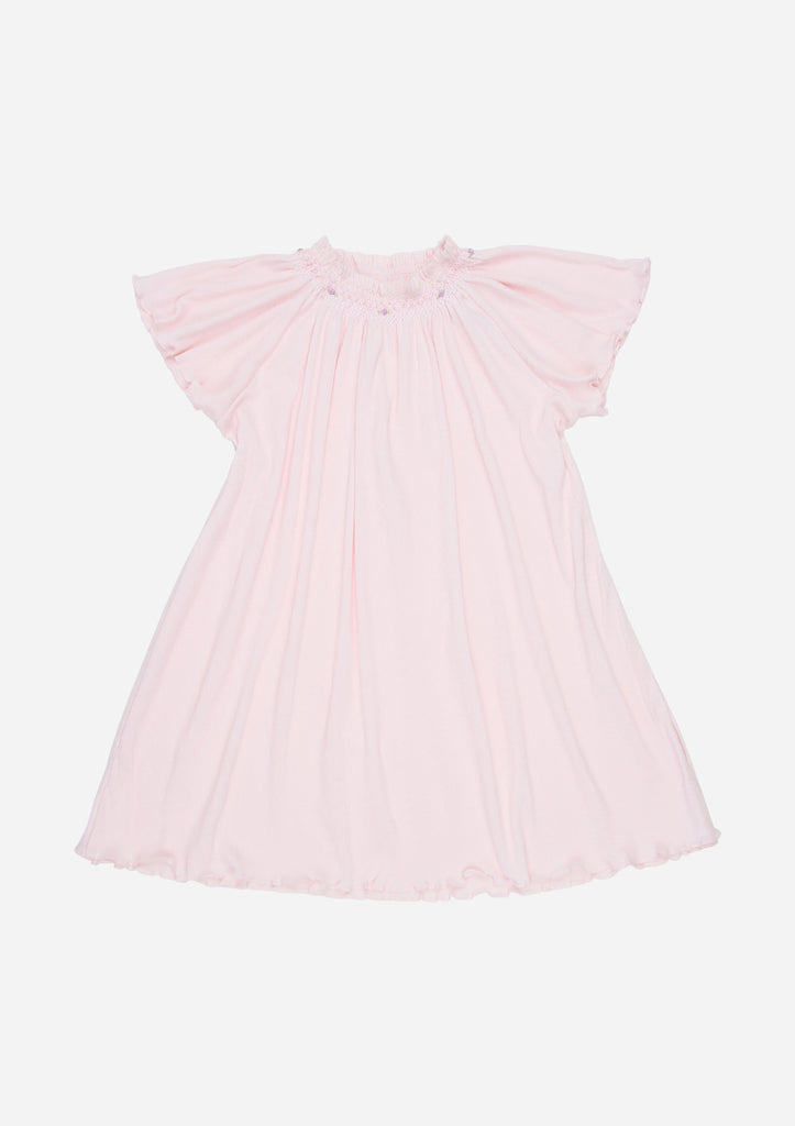 Flutter Sleeve Smocked Rib Day Gown, Blush