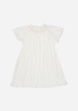 Flutter Sleeve Smocked Rib Day Gown, Ivory