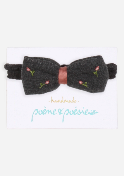 Handmade Headband with Rose Buds, Anthracite
